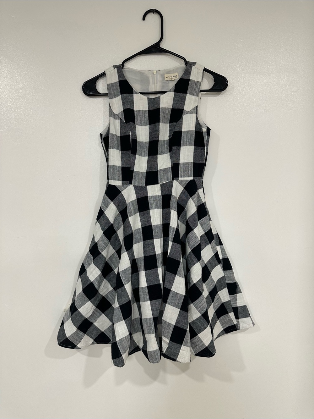 Maison Jules Black and White Gingham Skater Dress